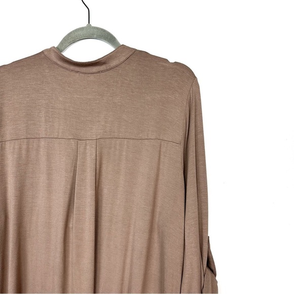RDI Jersey Knit Pop over Roll Sleeve Top Brown Relaxed Blouse Plus Size 3X NWOT - Picture 8 of 11